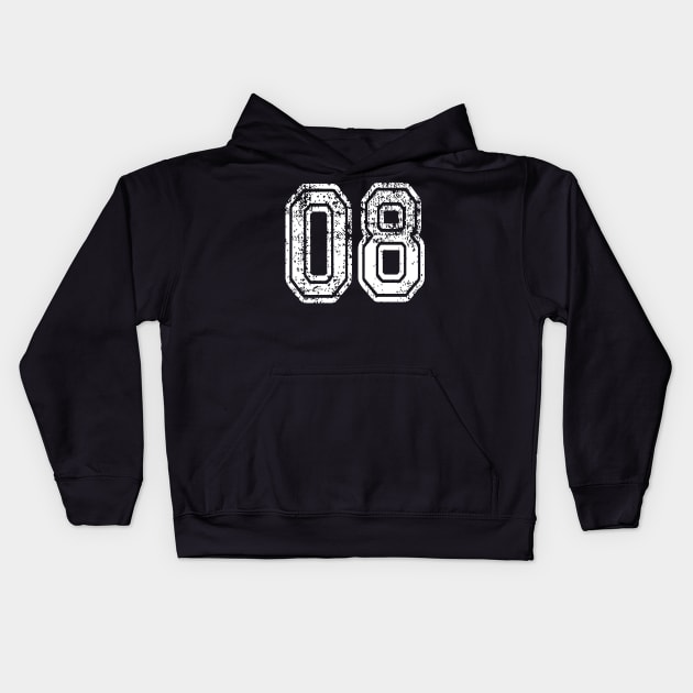 Number 08 Grungy in white Kids Hoodie by Sterling